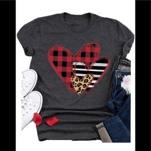 Womens Valentine's Day Shirts Heart T-Shirt Top
